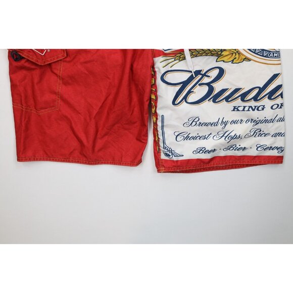 Vintage Y2K Anheuser Busch Budweiser Mens 38 All Over Print Board Shorts Trunks - Picture 4 of 14